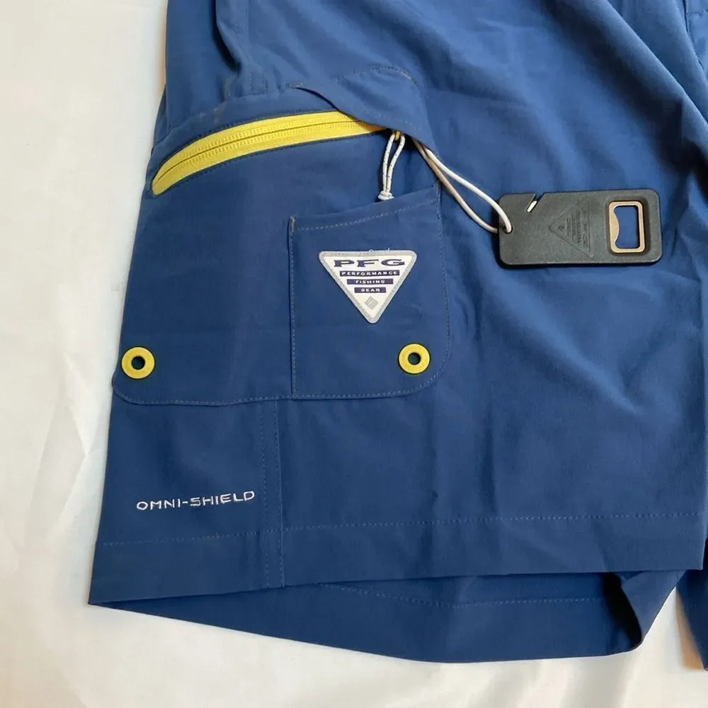 Columbia Navy Shorts with Yellow Detail